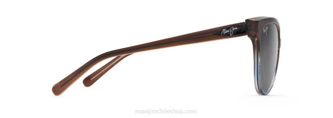 4DRP373 chocolate negro translúcido con azul/gris neutro gafas de sol ojo de gato polarizadas olu Maui Jim