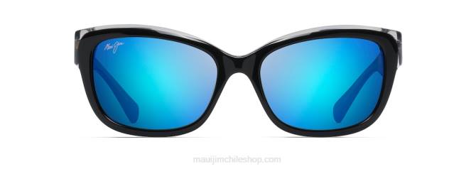 4DRP397 negro con cristal/azul hawaii lentes de sol cat eye polarizados plumeria Maui Jim