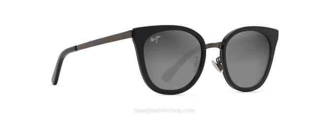 4DRP52 negro brillante con bronce oscuro/gris neutro gafas de sol ojo de gato polarizadas con rosas de madera Maui Jim