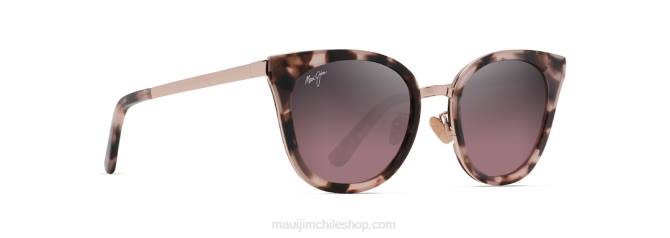 4DRP54 tortuga rosa con oro rosa/rosa gafas de sol ojo de gato polarizadas con rosas de madera Maui Jim