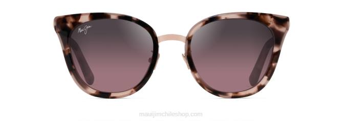 4DRP54 tortuga rosa con oro rosa/rosa gafas de sol ojo de gato polarizadas con rosas de madera Maui Jim