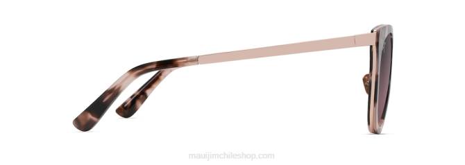 4DRP54 tortuga rosa con oro rosa/rosa gafas de sol ojo de gato polarizadas con rosas de madera Maui Jim