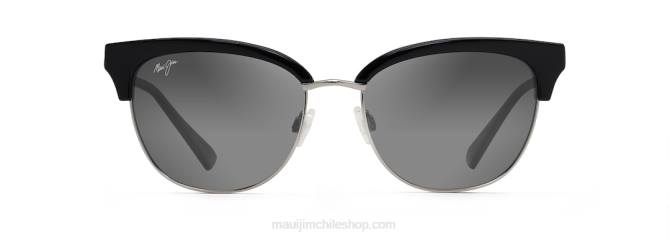 4DRP69 negro con plateado/gris neutro lentes de sol ojo de gato polarizados lokelani Maui Jim