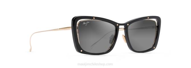 4DRP251 negro brillo con oro brillante/gris neutro gafas de sol de lujo polarizadas a la deriva Maui Jim