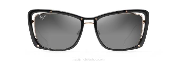 4DRP251 negro brillo con oro brillante/gris neutro gafas de sol de lujo polarizadas a la deriva Maui Jim