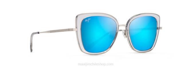 4DRP89 gris transparente con plata/azul hawaii gafas de sol de lujo polarizadas violet lake Maui Jim
