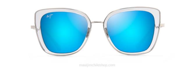 4DRP89 gris transparente con plata/azul hawaii gafas de sol de lujo polarizadas violet lake Maui Jim