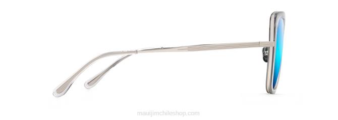 4DRP89 gris transparente con plata/azul hawaii gafas de sol de lujo polarizadas violet lake Maui Jim