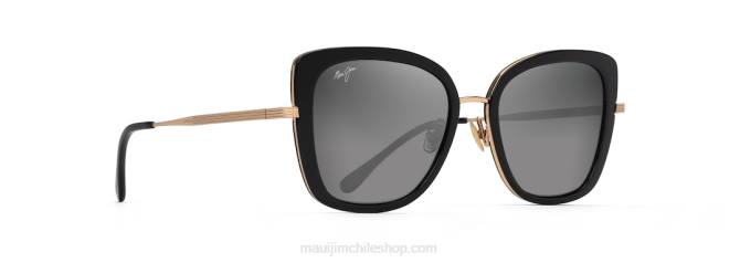 4DRP90 negro con dorado/gris neutro gafas de sol de lujo polarizadas violet lake Maui Jim