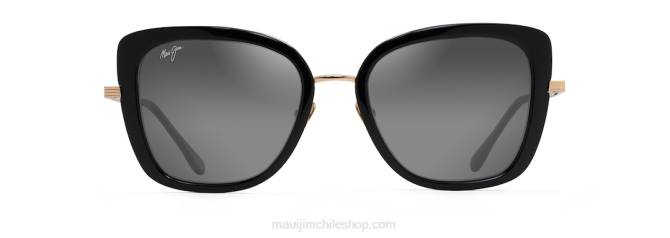 4DRP90 negro con dorado/gris neutro gafas de sol de lujo polarizadas violet lake Maui Jim