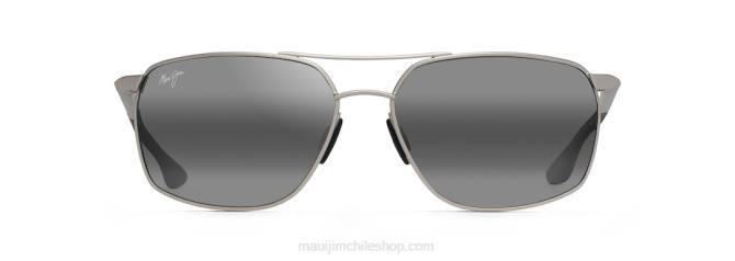 4DRP100 plateado/gris neutro gafas de sol rectangulares polarizadas pu\'u kukui Maui Jim