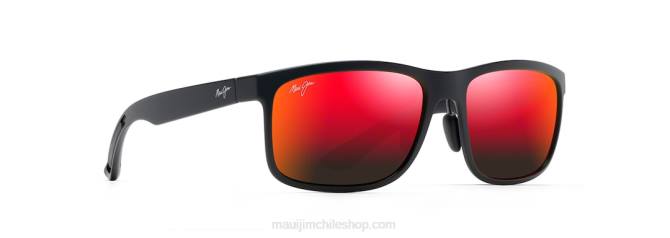 4DRP147 negro mate/lava hawaiana lentes de sol rectangulares polarizados huelo Maui Jim