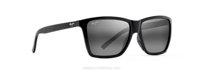 4DRP208 negro brillo/gris neutro lentes de sol rectangulares polarizados cruzem Maui Jim