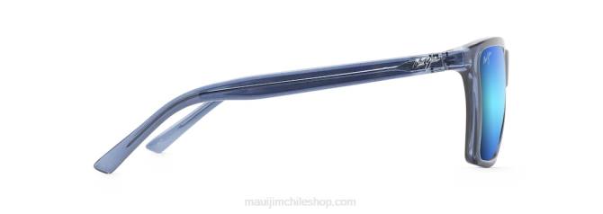 4DRP209 azul translúcido oscuro/azul hawaii lentes de sol rectangulares polarizados cruzem Maui Jim