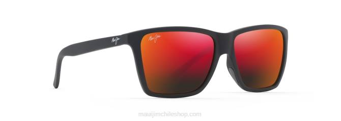 4DRP211 negro mate/lava hawaiana lentes de sol rectangulares polarizados cruzem Maui Jim