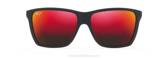 4DRP211 negro mate/lava hawaiana lentes de sol rectangulares polarizados cruzem Maui Jim