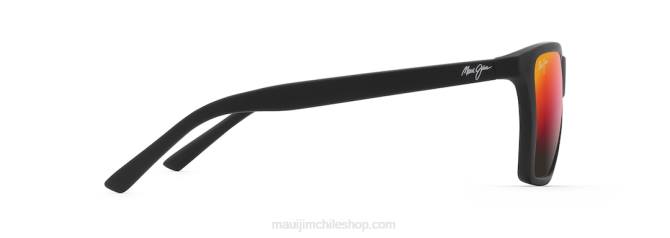 4DRP211 negro mate/lava hawaiana lentes de sol rectangulares polarizados cruzem Maui Jim