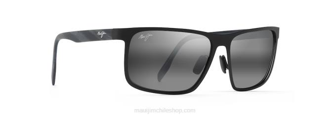 4DRP215 negro mate/gris neutro lentes de sol rectangulares polarizados wana Maui Jim