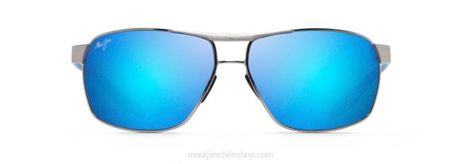 4DRP226 cromo con varillas negras y azules/azul hawaii gafas de sol rectangulares polarizadas the bird Maui Jim