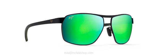4DRP227 negro con varillas negras y caqui/verde gafas de sol rectangulares polarizadas the bird Maui Jim