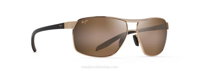 4DRP228 dorado con varillas negras y caucho marrón/bronce hcl gafas de sol rectangulares polarizadas the bird Maui Jim