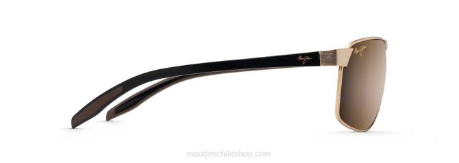 4DRP228 dorado con varillas negras y caucho marrón/bronce hcl gafas de sol rectangulares polarizadas the bird Maui Jim