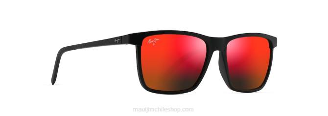 4DRP28 negro mate/lava hawaiana gafas de sol rectangulares polarizadas unidireccionales Maui Jim