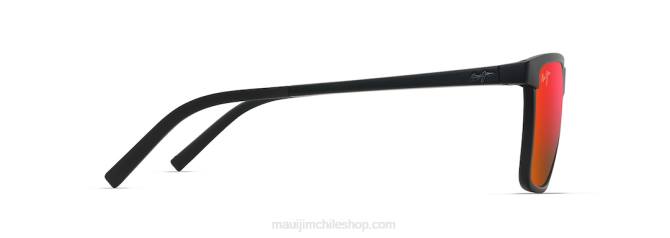 4DRP28 negro mate/lava hawaiana gafas de sol rectangulares polarizadas unidireccionales Maui Jim