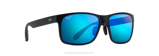 4DRP300 negro mate/azul hawaii gafas de sol rectangulares polarizadas arenas rojas Maui Jim