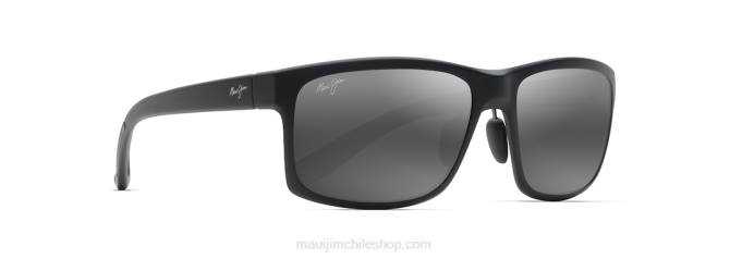 4DRP343 negro mate/gris neutro pokowai gafas de sol rectangulares con arco polarizado Maui Jim