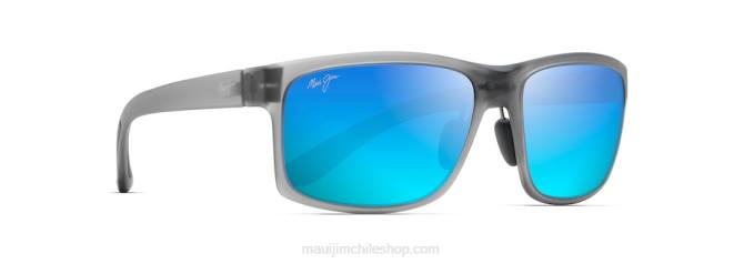 4DRP344 gris mate translúcido/azul hawaii pokowai gafas de sol rectangulares con arco polarizado Maui Jim
