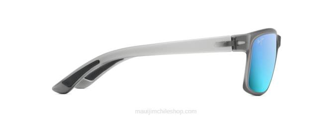 4DRP344 gris mate translúcido/azul hawaii pokowai gafas de sol rectangulares con arco polarizado Maui Jim