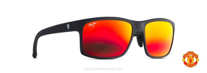 4DRP346 negro mate/lava hawaiana pokowai gafas de sol rectangulares con arco polarizado Maui Jim