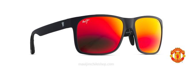 4DRP355 negro mate/lava hawaiana lentes de sol rectangulares polarizados red sands asian fit Maui Jim