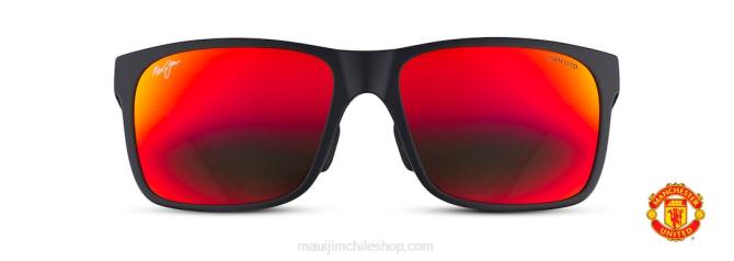 4DRP355 negro mate/lava hawaiana lentes de sol rectangulares polarizados red sands asian fit Maui Jim