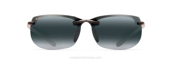4DRP284 negro brillante/gris neutro gafas de sol polarizadas sin montura banyans Maui Jim