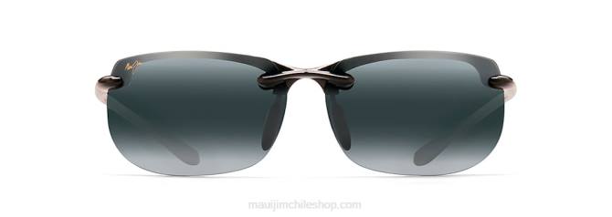 4DRP444 negro brillante/gris neutro anteojos de sol sin montura polarizados con ajuste asiático banyans Maui Jim