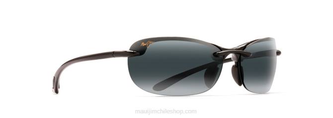 4DRP448 negro brillante/gris neutro gafas de sol sin montura polarizadas hanalei con ajuste asiático Maui Jim