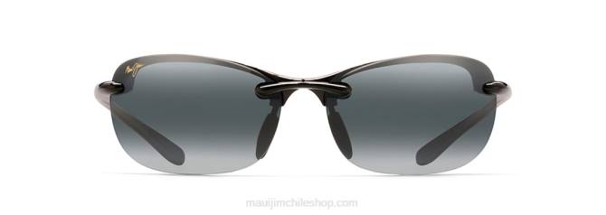 4DRP448 negro brillante/gris neutro gafas de sol sin montura polarizadas hanalei con ajuste asiático Maui Jim